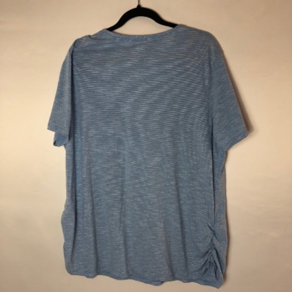 Blue & White Striped Glitter Tiger V Neck SZ 3X - Picture 6 of 6